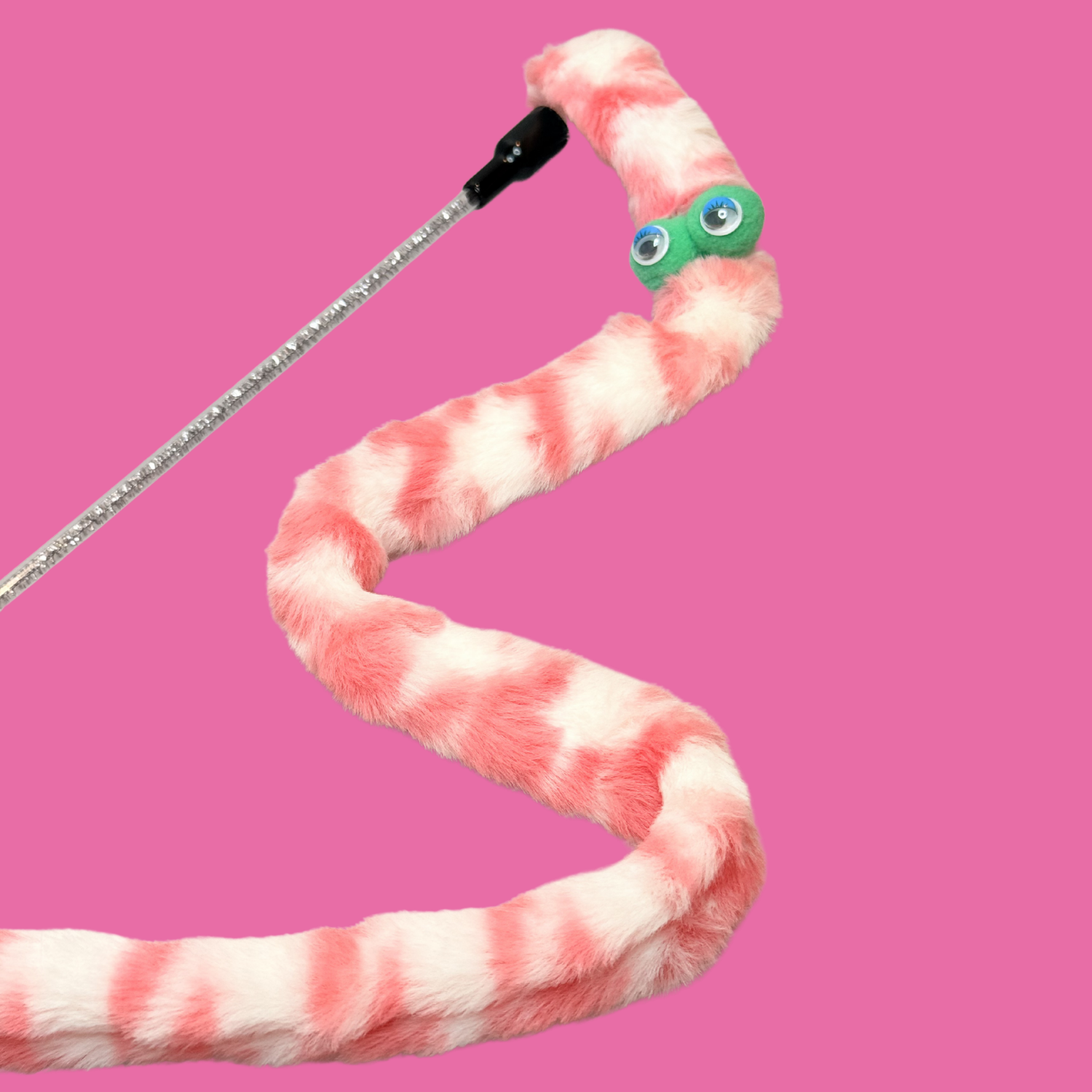 Wiggly Worm Cat Wand Toy（Pink Gingham）