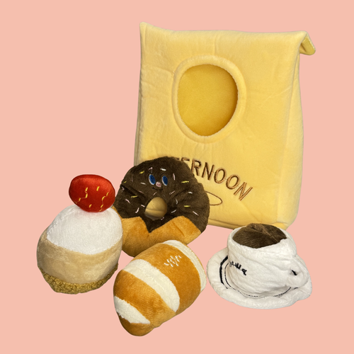 Afternoon Tea Bread Bag Plush Snuffle Squeaky Toy