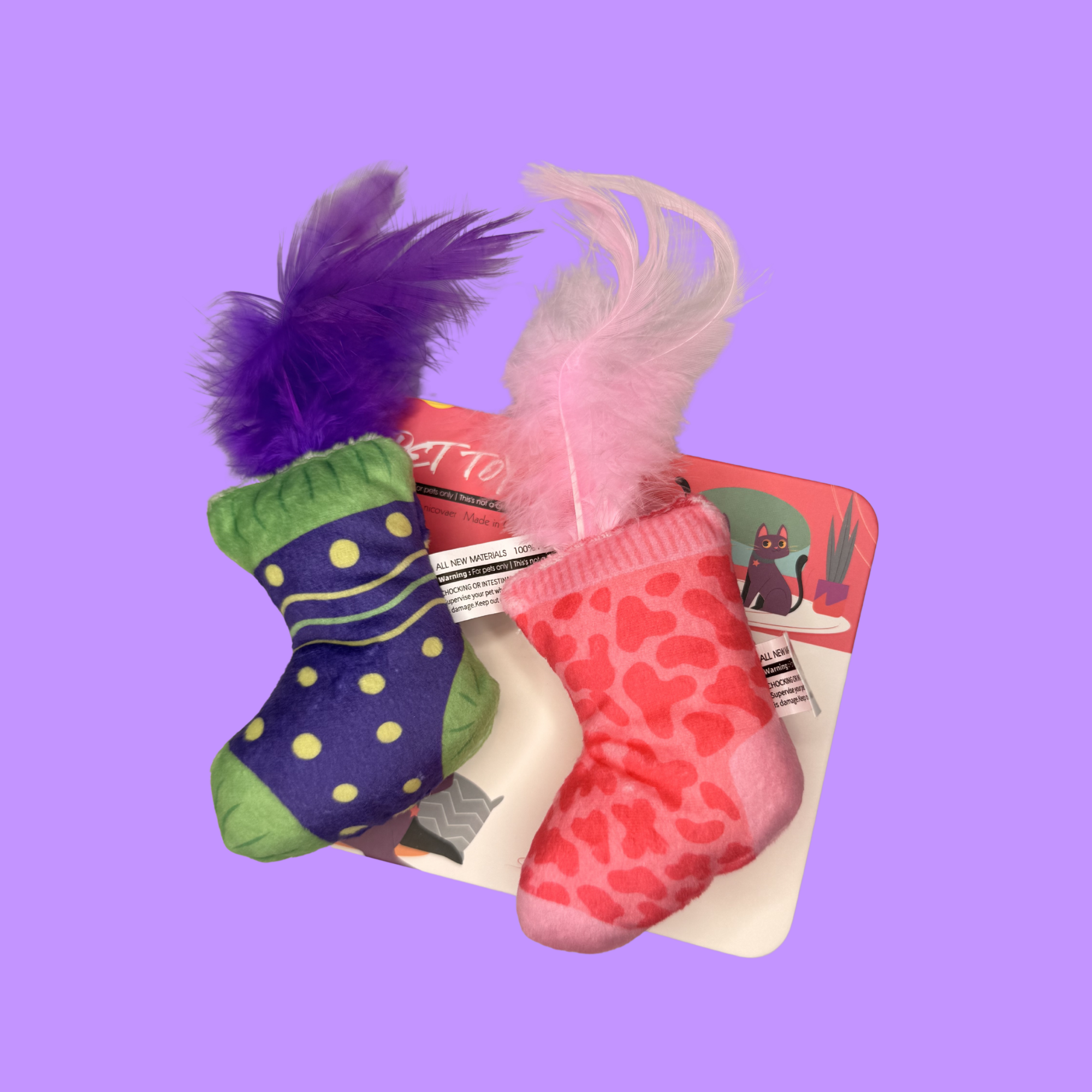 Cat Sock Crinkle Toy Set