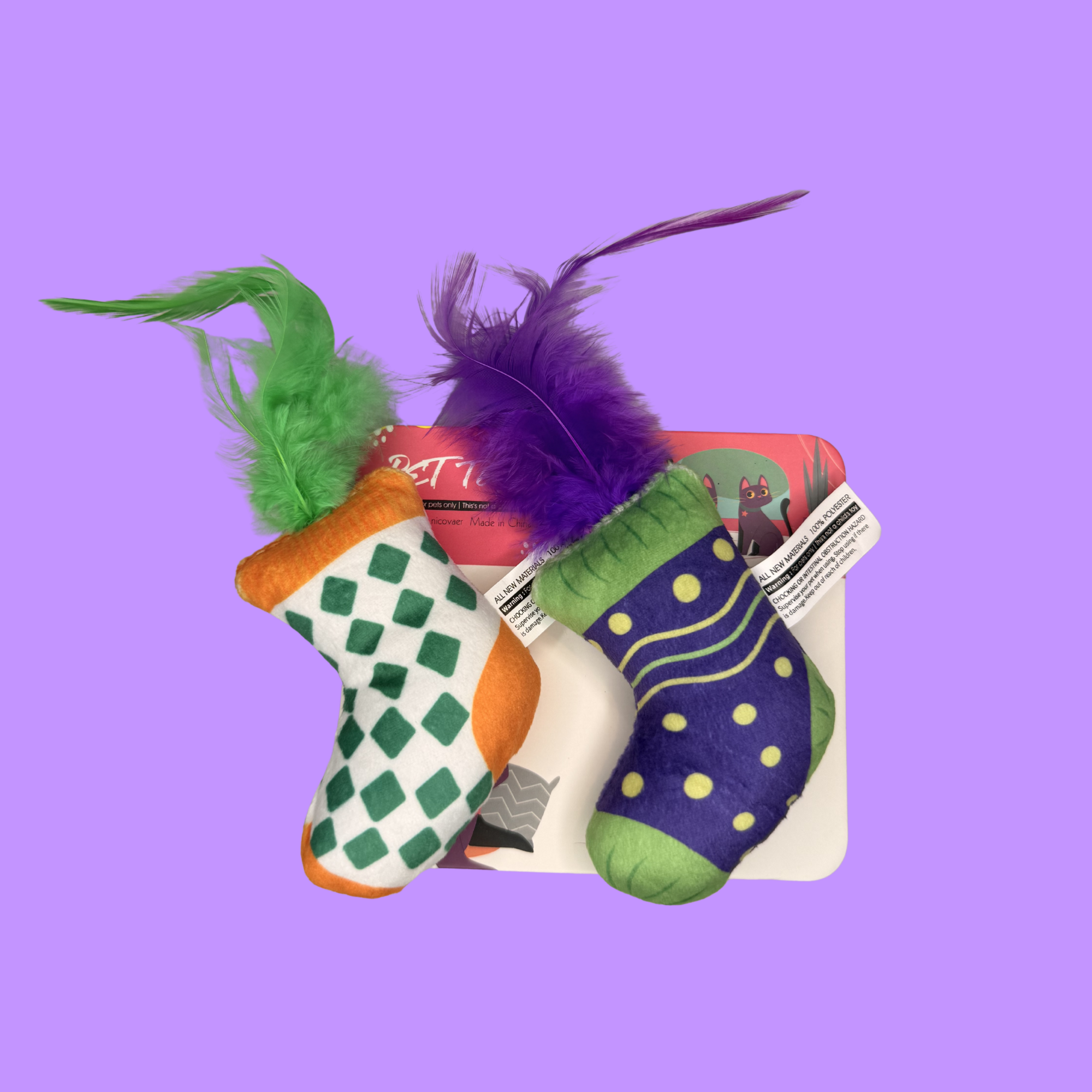 Cat Sock Crinkle Toy Set
