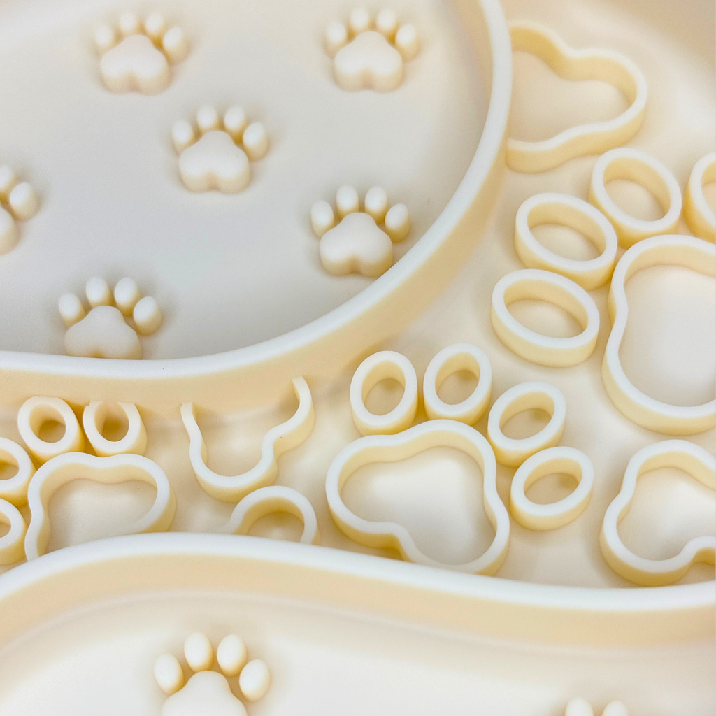 Yellow Paw Print Slow Feeder Bowl