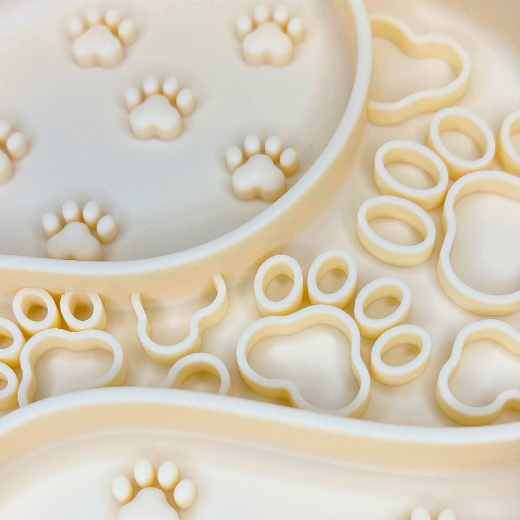 Yellow Paw Print Slow Feeder Bowl