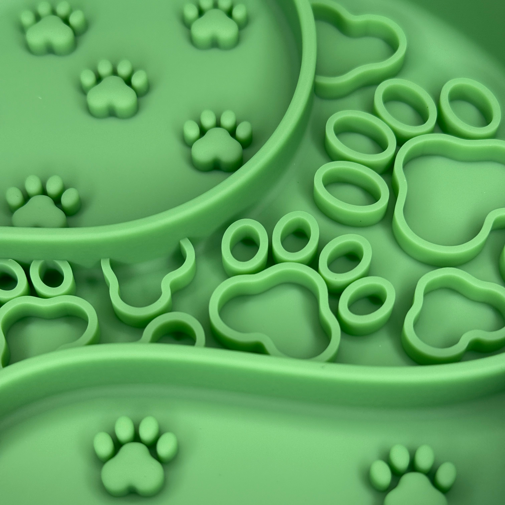 Green Paw Print Slow Feeder Bowl