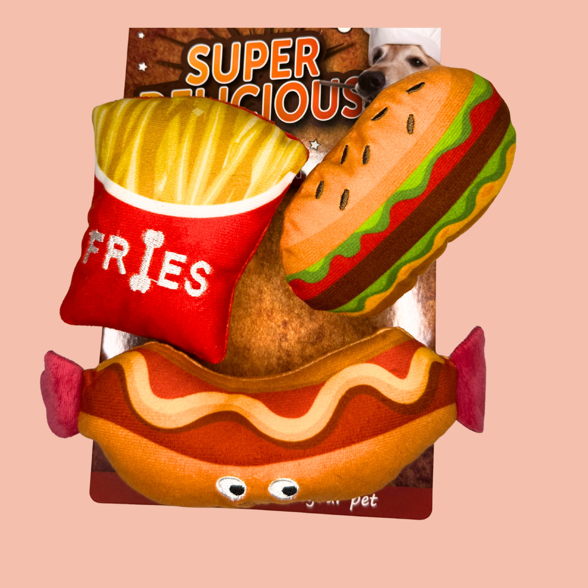 Hot Dog Plush Squeaky Toy