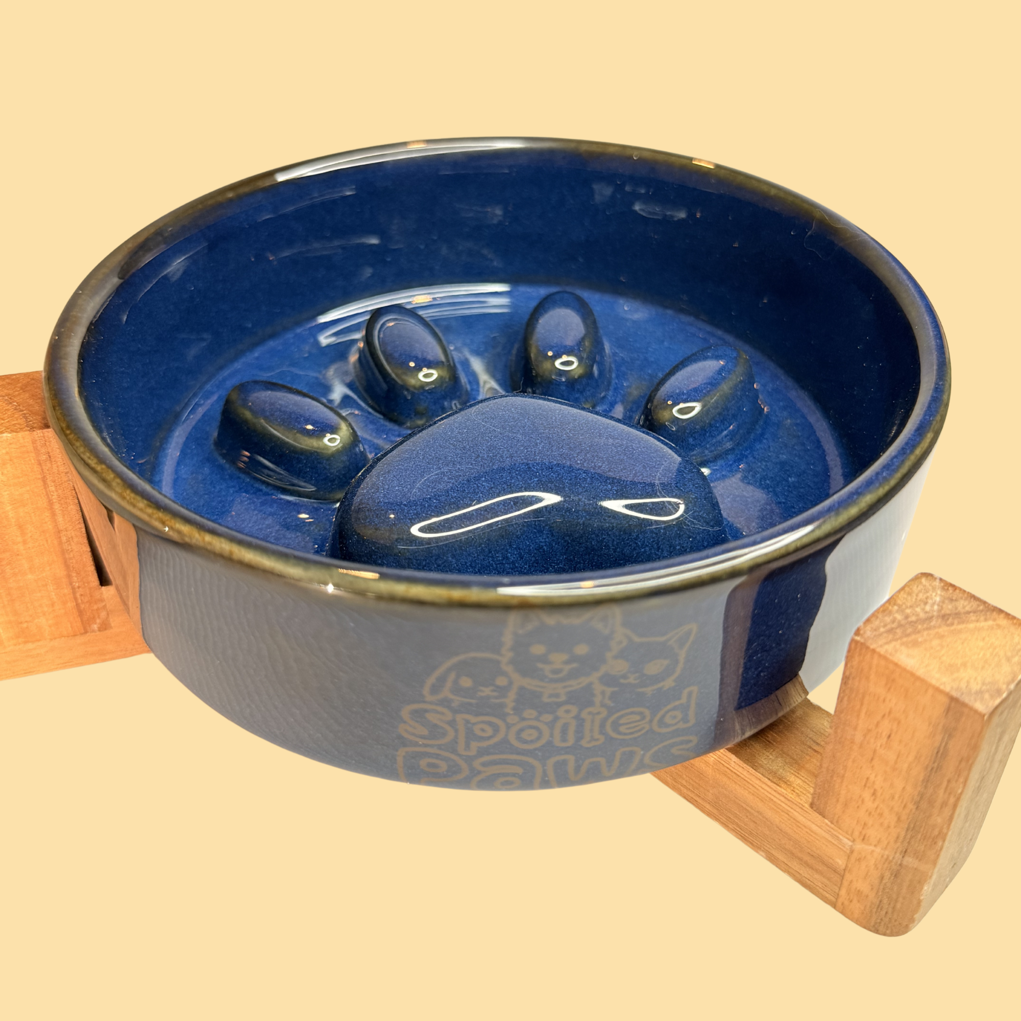 Spoiled Paws Double Diner Set (Grey & Navy)