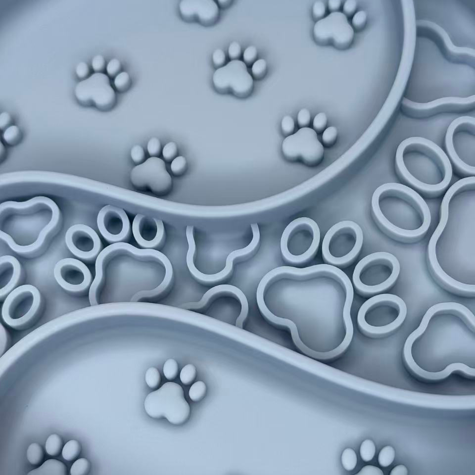 Blue Paw Print Slow Feeder Bowl