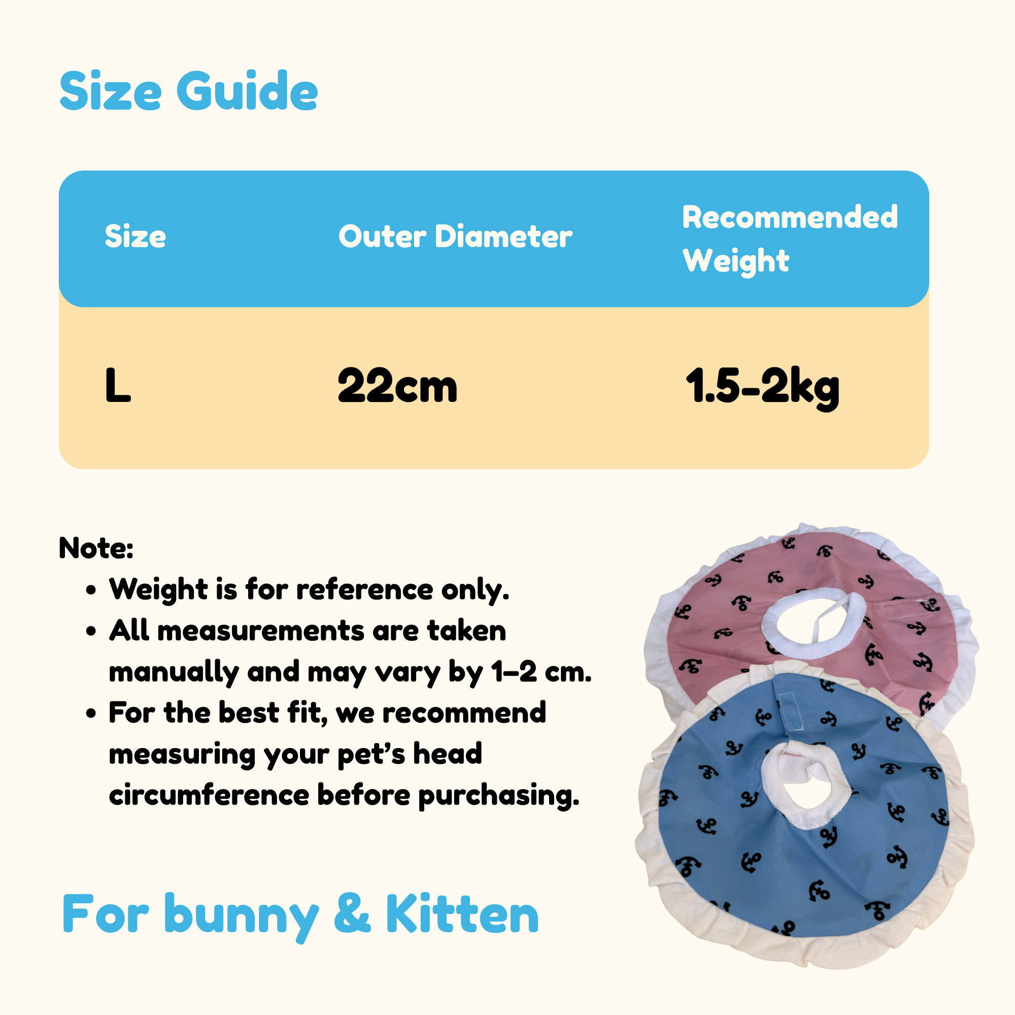 Anchor Ruffled Recovery Collar for Rabbit & Kitty