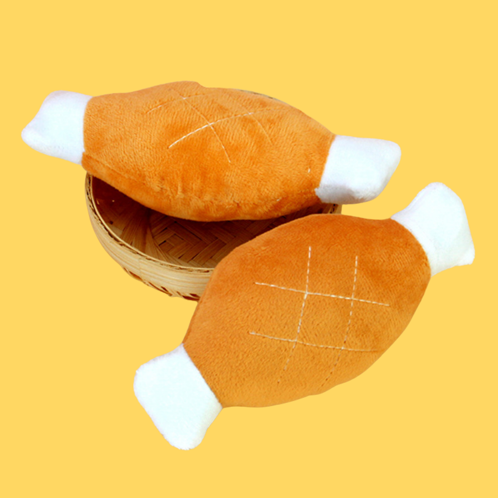 Plush Chicken Drumstick Squeaky Toy