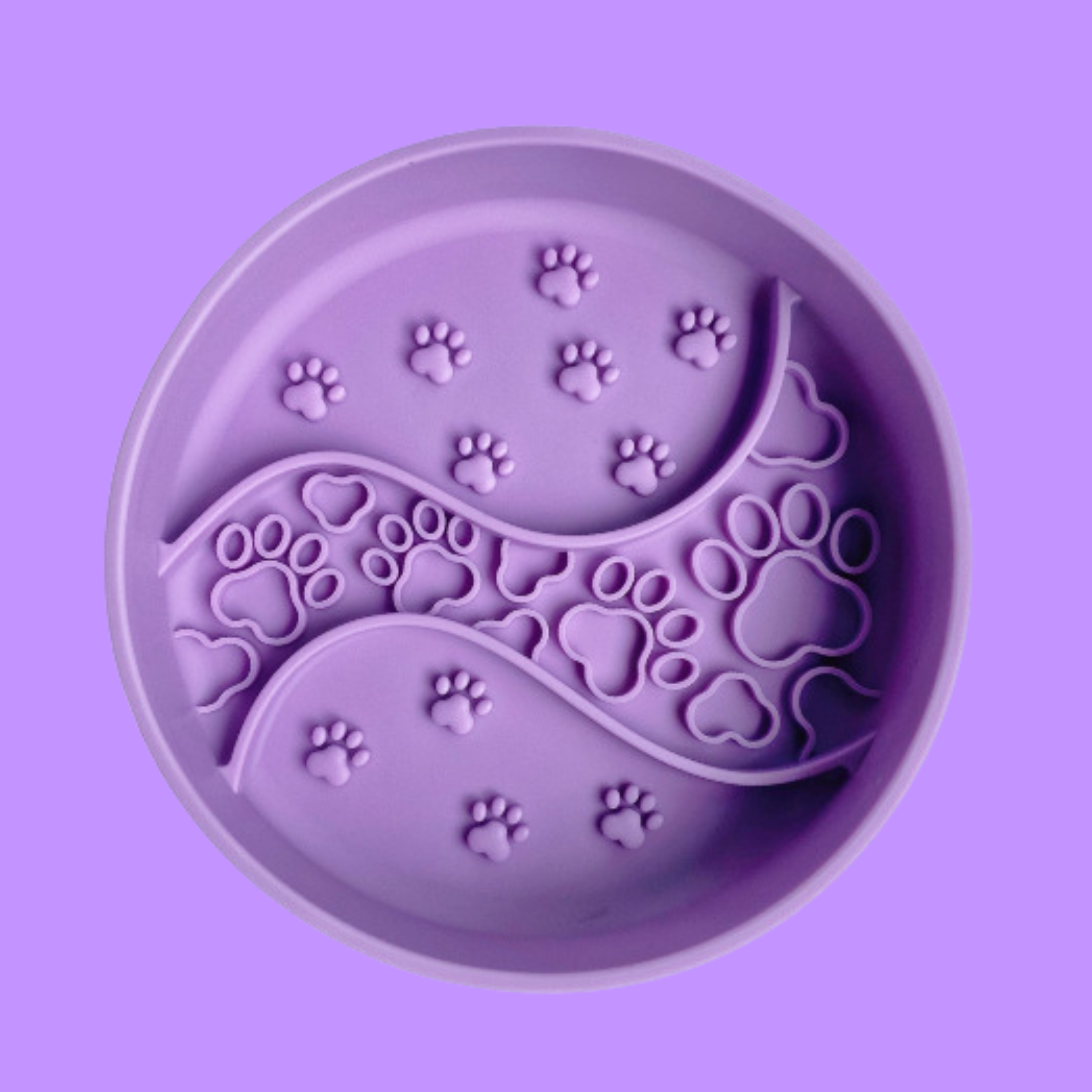 Purple Paw Print Slow Feeder Bowl